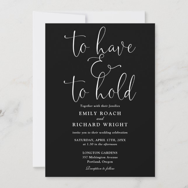 All In One To Have And To Hold Wedding Invitation (Front)