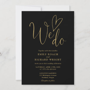 All In One To We Do Heart Black And Gold Wedding Invitation