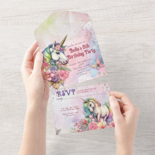 ALL IN ONE Unicorn Birthday Invitation