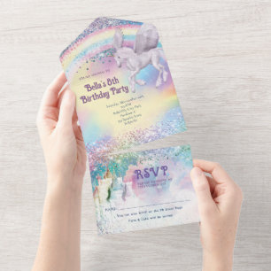ALL IN ONE Unicorn Birthday Invitation
