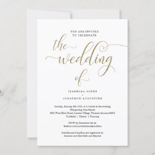 All in One w- RSVP & Registry Gold Glitter Wedding Invitation