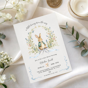 All in One Watercolor Bunny Rabbit Baby Shower Invitation