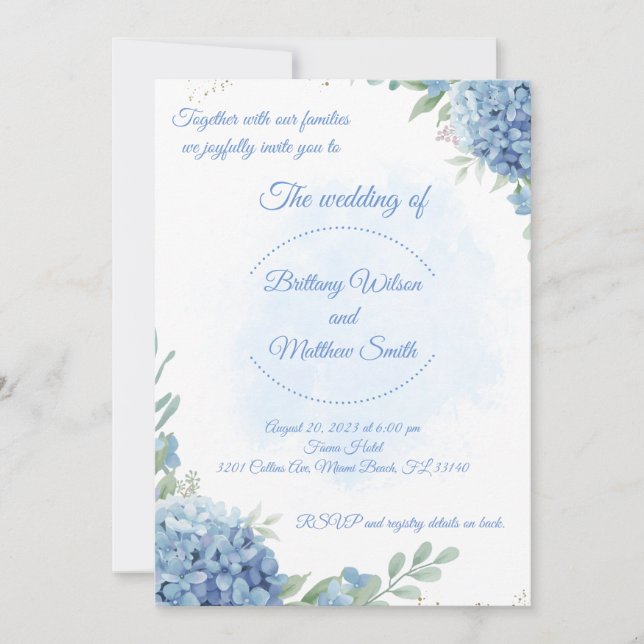 All in one wedding invitation and RSVP card (Front)