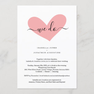 All in One Wedding Invitation with RSVP & Registry