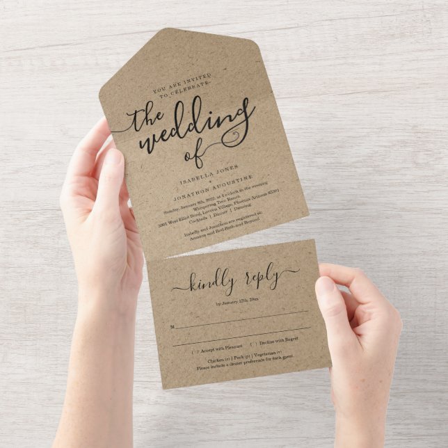 All in One Wedding Invitation with RSVP & Registry (Tearaway)