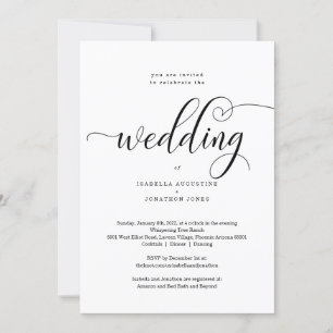 All in One Wedding Invitation with RSVP & Registry