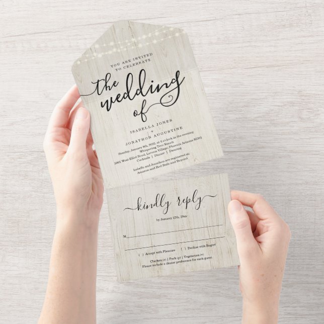 All in One Wedding Invitation with RSVP & Registry (Tearaway)
