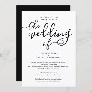 All in One Wedding Invitation with RSVP & Registry
