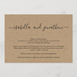 All in One Wedding Invitation with RSVP & Registry
