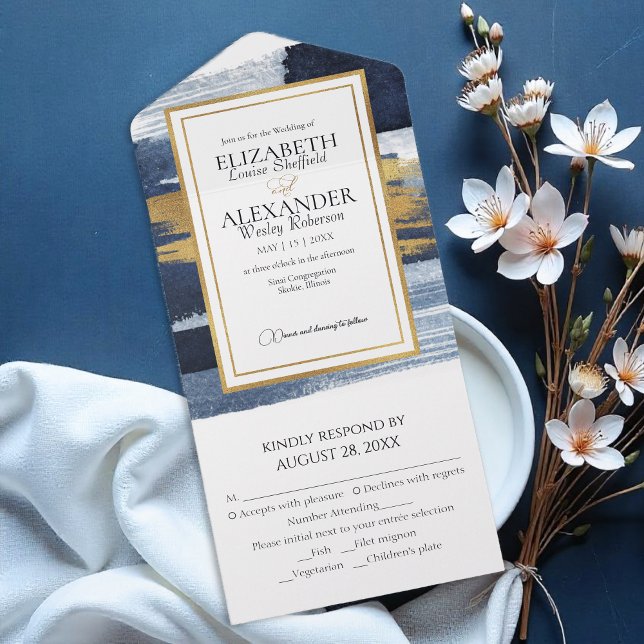 All In One Wedding Invitations | Abstract Blue (Creator Uploaded)