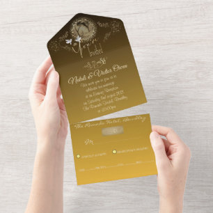 All in One Wedding Invite para boda con brillo
