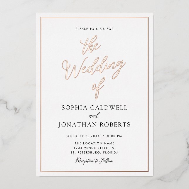 All in One Wedding Rose Gold Calligraphy Real (Front)