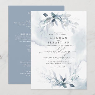 ALL in ONE Wedding Watercolor Blue Invitation