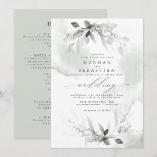 ALL in One Wedding Watercolor Greenery Invitation