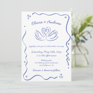 All in One Whimsical Funky Hand Drawn Wedding Invitation