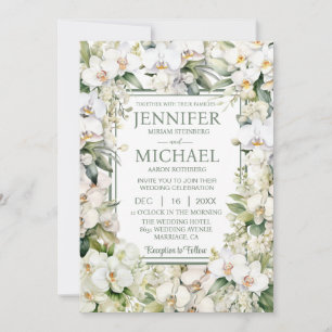 All in One White Orchids Wedding Invitations