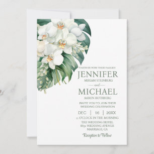 All in One White Orchids Wedding Invitations