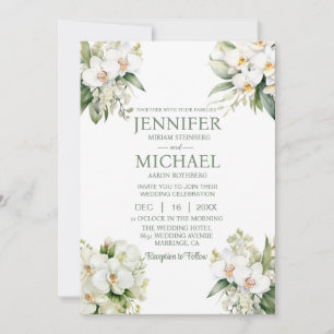 All in One White Orchids Wedding Invitations
