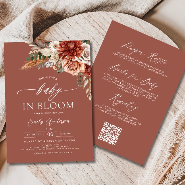 All in One Wildflower Baby in Bloom Autumn Shower Invitation (Creator Uploaded)