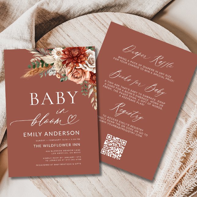 All in One Wildflower Baby in Bloom Autumn Shower Invitation (Creator Uploaded)