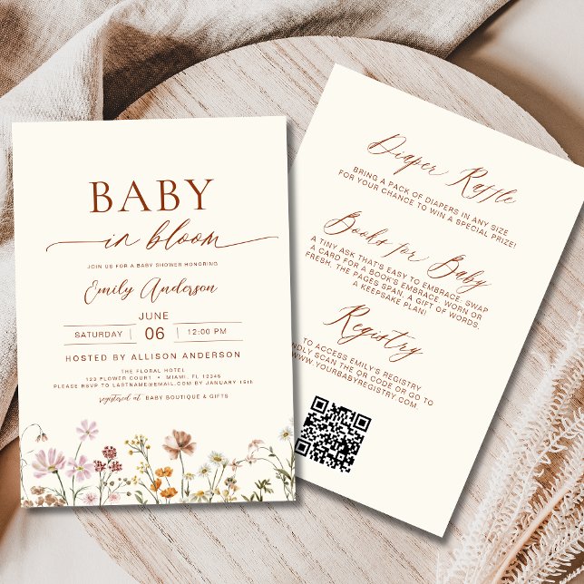 All in One Wildflower Baby in Bloom Baby Shower  Invitation (Creator Uploaded)