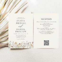 All in One Wildflower  QR Code Garden Wedding Invitation