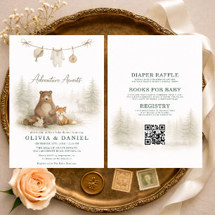 All in One Woodland Animals Couples Baby Shower Invitation