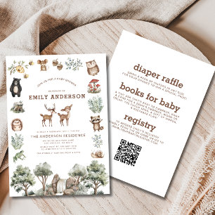 All in One Woodland Forest Animals Baby Shower Invitation