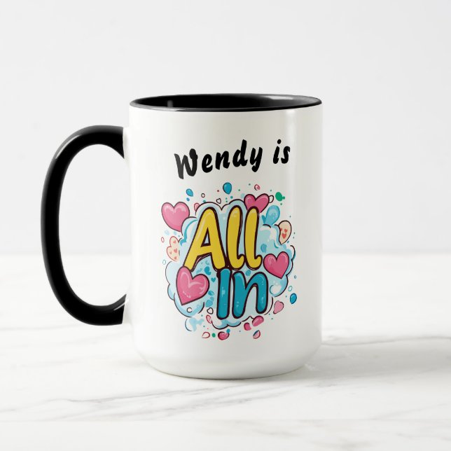 All In" Personalized Coffee Mug (Left)