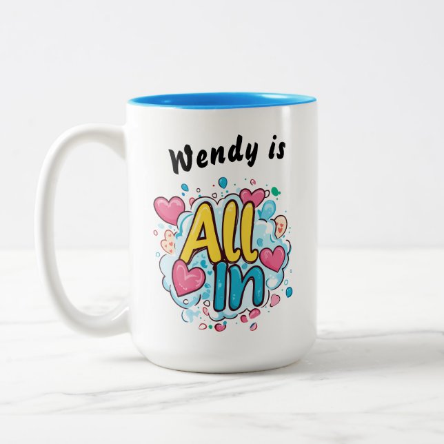 All In" Personalized Coffee Mug (Left)