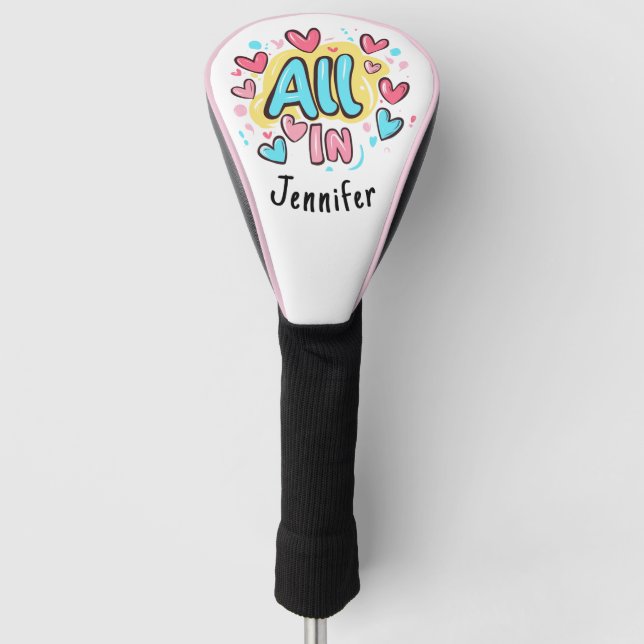 "All In" Personalized Graffiti-Style Golf Head Cover (Front)
