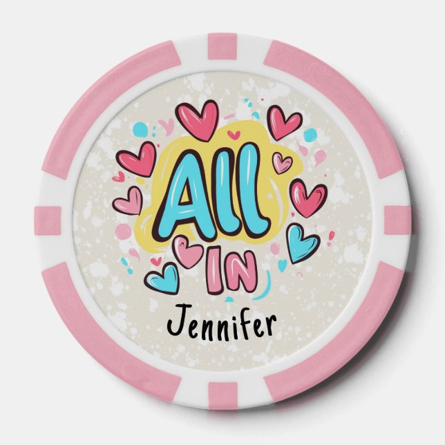 "All In" Personalized Graffiti-Style Poker Chips (Front)