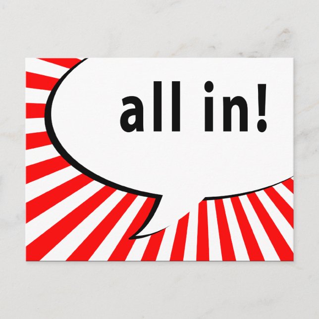 all in! poker night : comic speech bubble postcard (Front)
