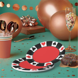 All In Red & Black Casino Party Paper Plate