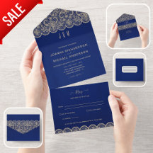 All Inclusive Blue Gold Lace Wedding with RSVP