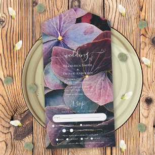 All Inclusive Blue Purple Hydrangeas Wedding RSVP In One Invitation