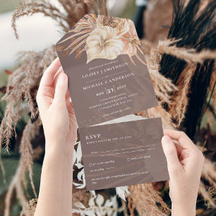 All Inclusive Boho Pampas Rustic Wedding RSVP In One Invitation