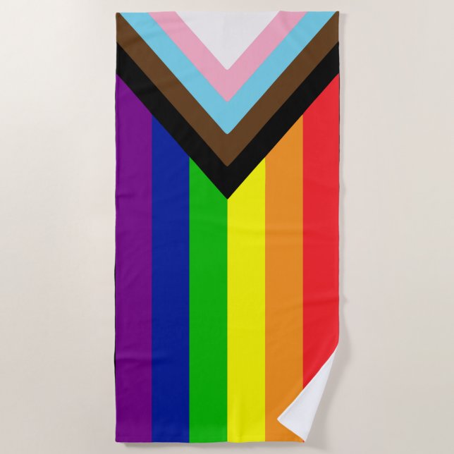 ALL INCLUSIVE LGBTQ+ PRIDE RAINBOW FLAG BEACH TOWEL (Front)
