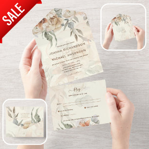 All Inclusive Pampas Grass BOHO Wedding RSVP In One Invitation