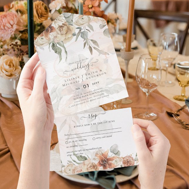 All Inclusive Terracotta Pampas Grass BOHO Wedding In One Invitation (Creator Uploaded)