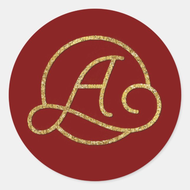 ALL INITIALS Gold Circle Monogram Any Colour Classic Round Sticker (Front)
