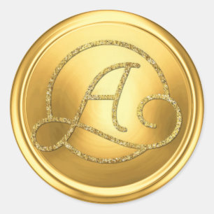 ALL INITIALS Gold Circle Monogram Bright Gold Classic Round Sticker