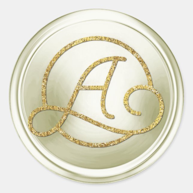 ALL INITIALS Gold Circle Monogram Off White Classic Round Sticker (Front)