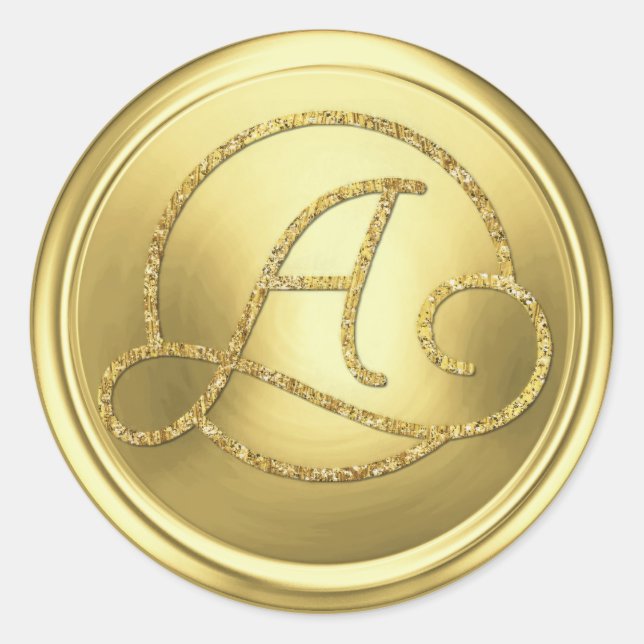 ALL INITIALS Gold Circle Monogram Soft Gold Classic Round Sticker (Front)