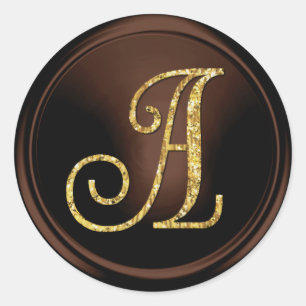 ALL INITIALS Gold Monogram 3 Chocolate Classic Round Sticker