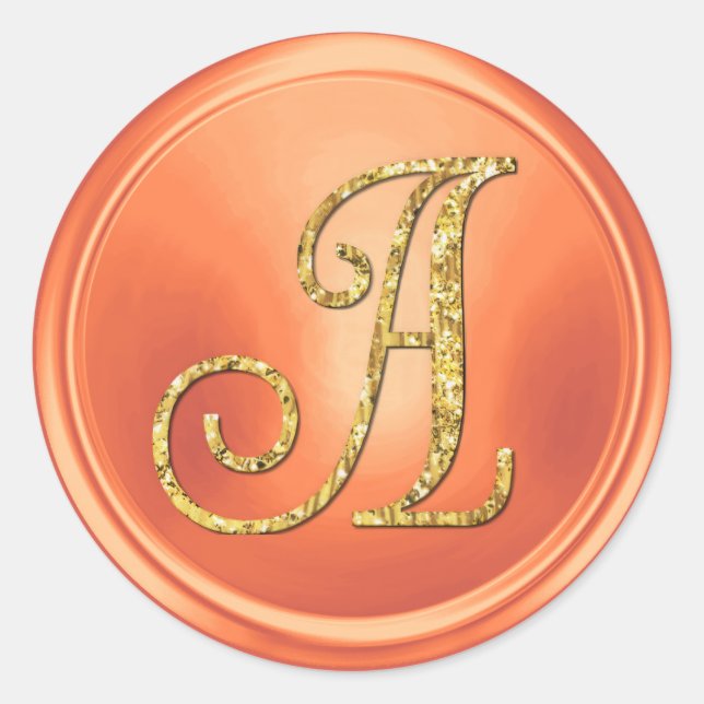 ALL INITIALS Gold Monogram 3 Copper Classic Round Sticker (Front)