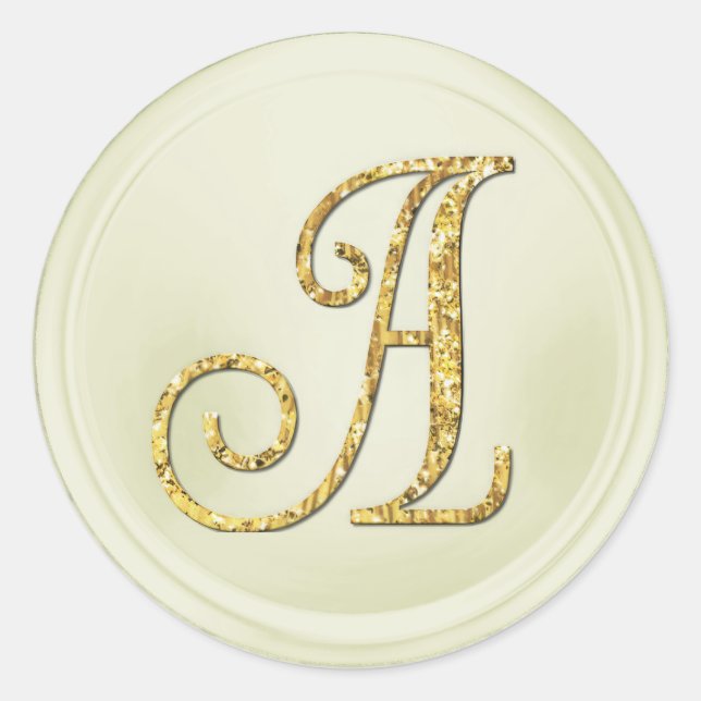 ALL INITIALS Gold Monogram 3 Off White Classic Round Sticker (Front)