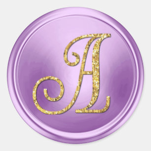 ALL INITIALS Gold Monogram 3 Orchid Purple Classic Round Sticker