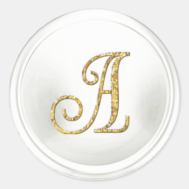 ALL INITIALS Gold Monogram 3 White Classic Round Sticker (Front)