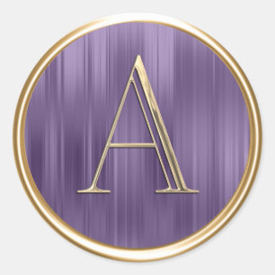 ALL INITIALS Gold Monogram Dusty Lavender Purple Classic Round Sticker